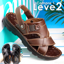 Sandália Masculina Ortopédica em Couro Legítimo - Compre 1 Leve 2